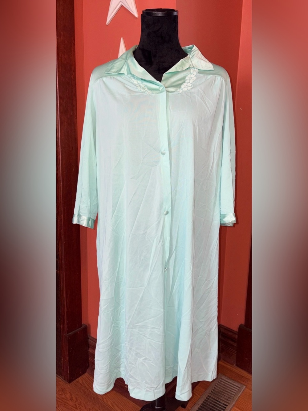 Vanity Fair vintage Mint Green Button-Front Nightgown